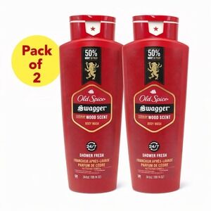 Old Spice Swagger Body Wash Cedarwood Scent 24oz Bottles Pack of 2